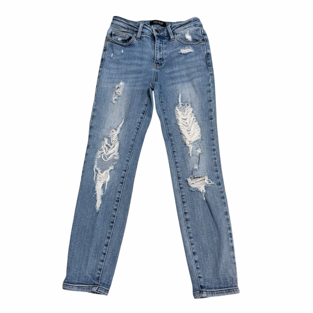 Judy Blue Women's Destroyed Mid Rise Skinny Jeans | Size 1/25